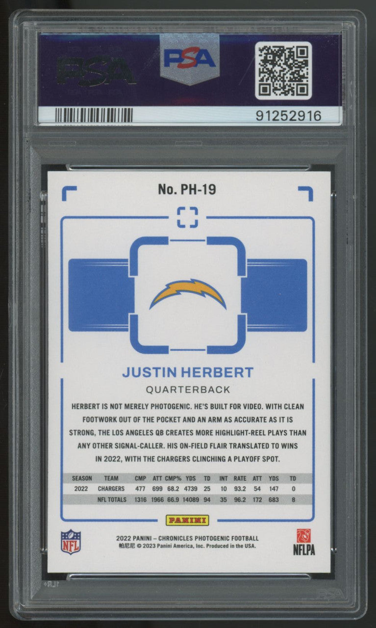 2022 Chronicles Photogenic Justin Herbert Blue /99 #PH-19 PSA 10