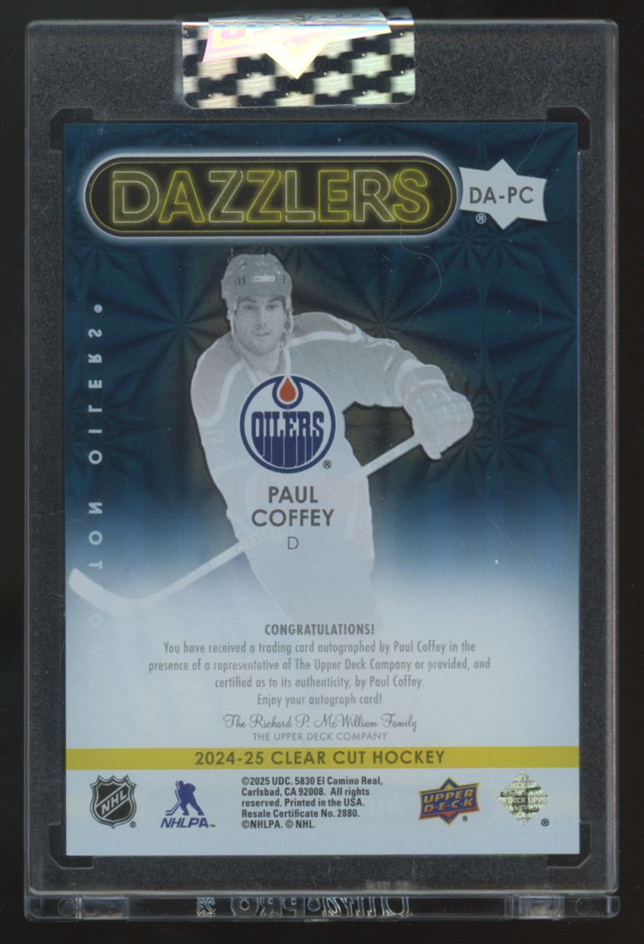 2024-25 Upper Deck Clear Cut Paul Coffey Blue Dazzlers Auto #DA-PC