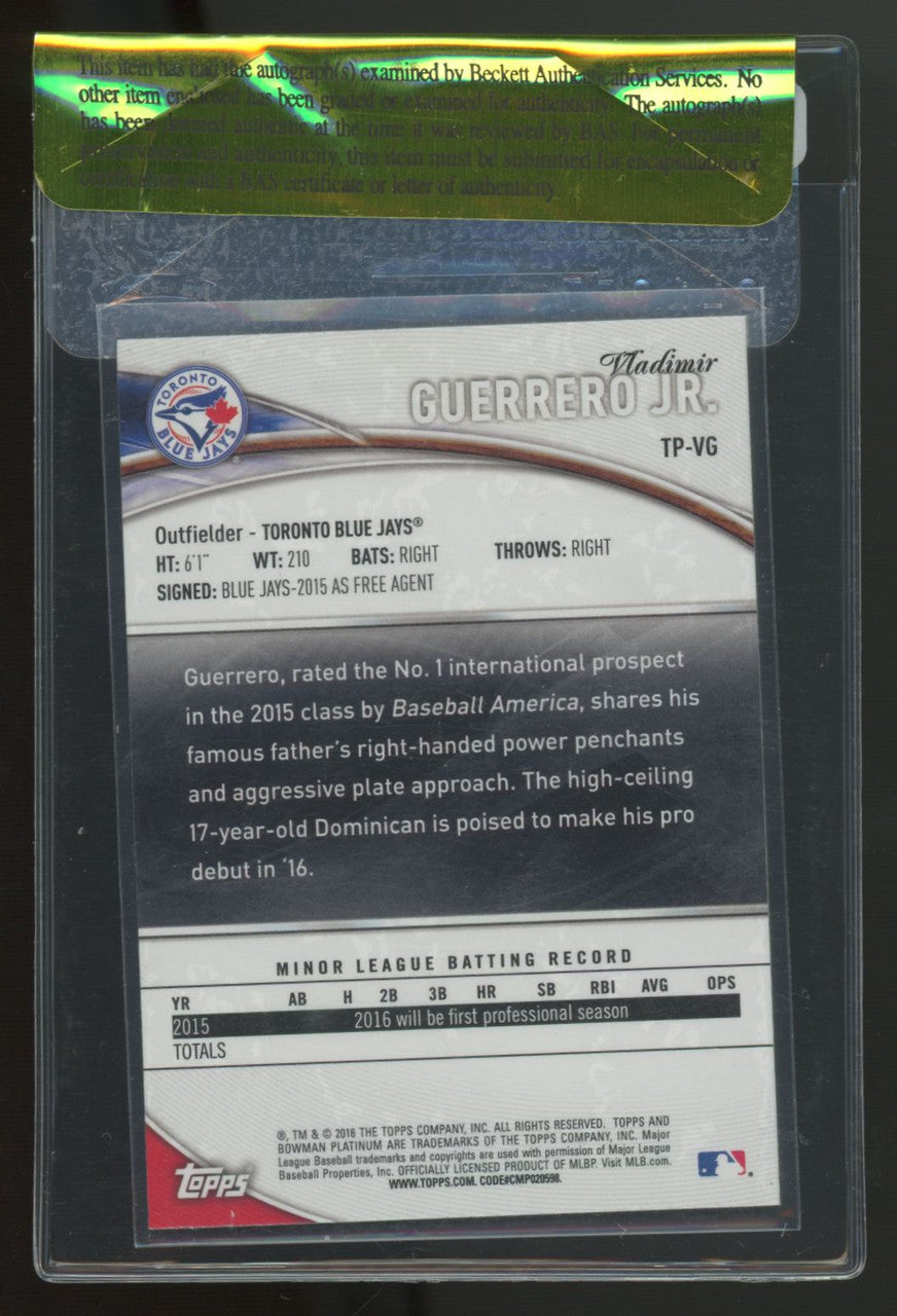 2016 Bowman Platinum Vladimir Guerrero Jr #TP-VG Signed Autographed BAS