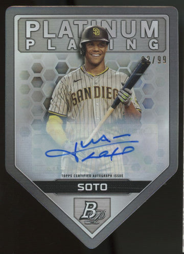 2022 Bowman Platinum Juan Soto Platinum Plating Die-Cut Auto /99 #PPDC-5
