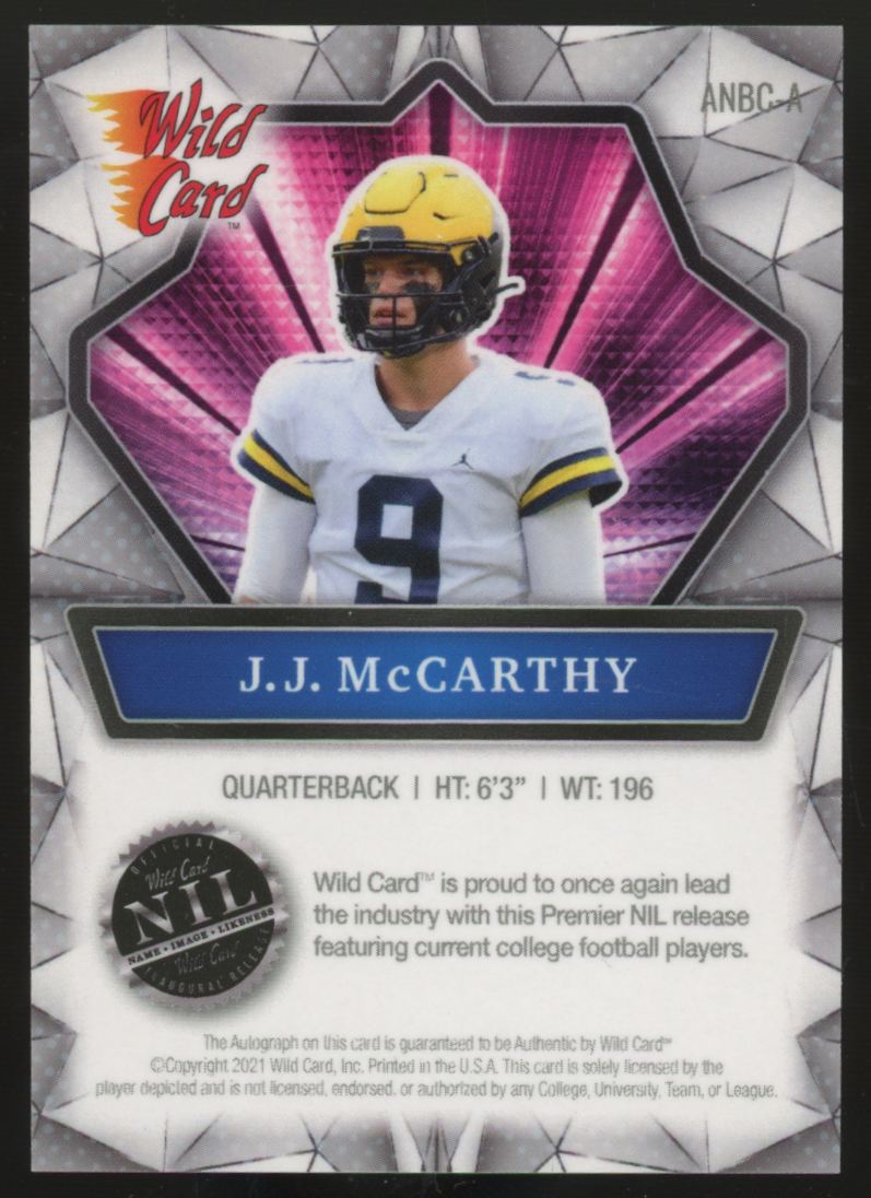 2021 Wild Card Alumination Collegiate Edition J.J. McCarthy RC Auto #ANBC-A