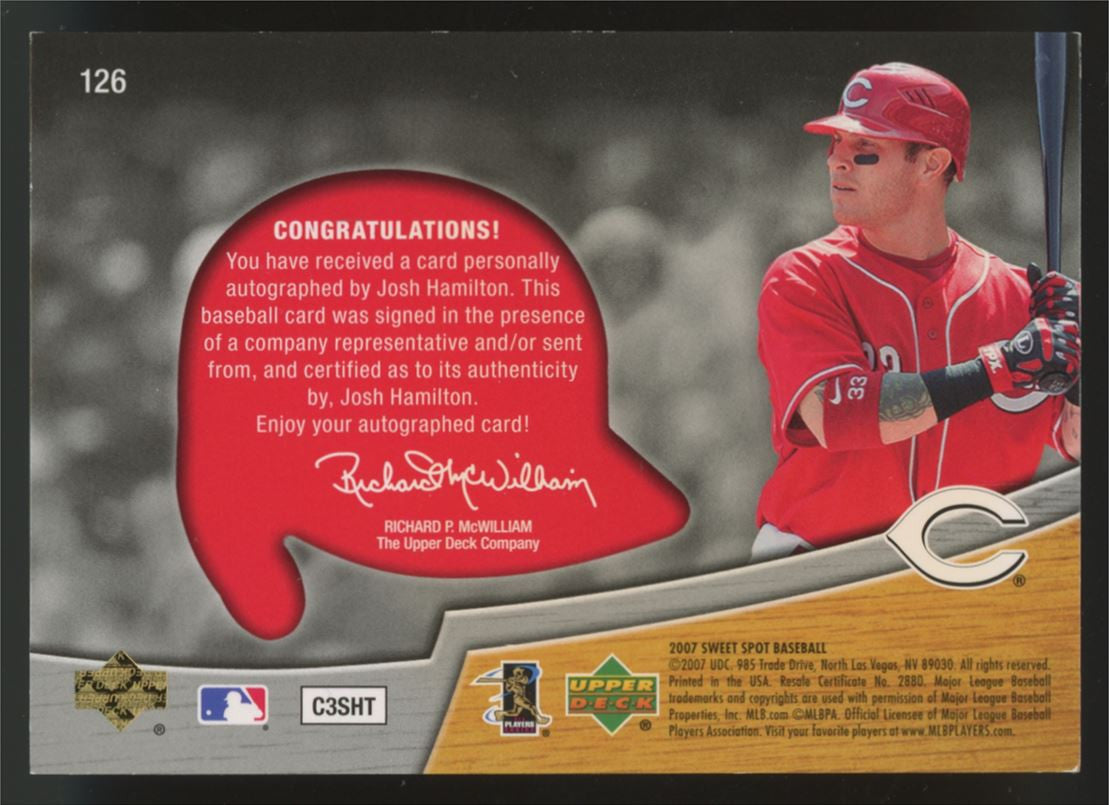2007 Sweet Spot Josh Hamilton Beginnings RC Auto #126