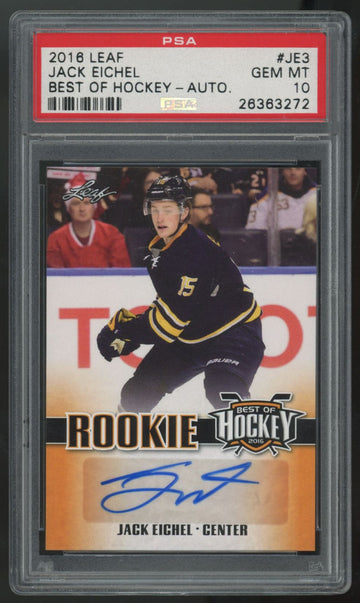 2016-17 Leaf Jack Eichel RC Best Of Hockey Auto #JE3 PSA 10
