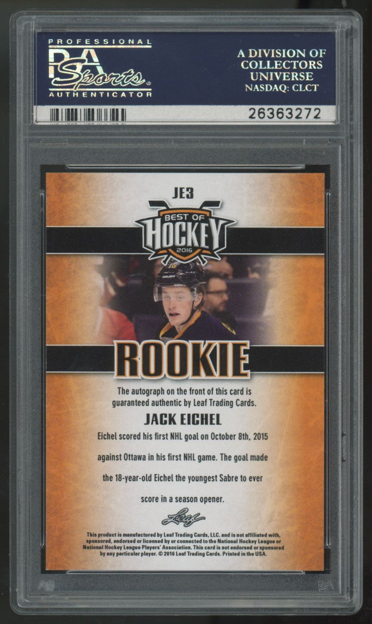 2016-17 Leaf Jack Eichel RC Best Of Hockey Auto #JE3 PSA 10