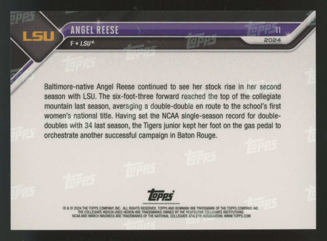 2024 Bowman U Now March Madness Angel Reese Black /99 #11