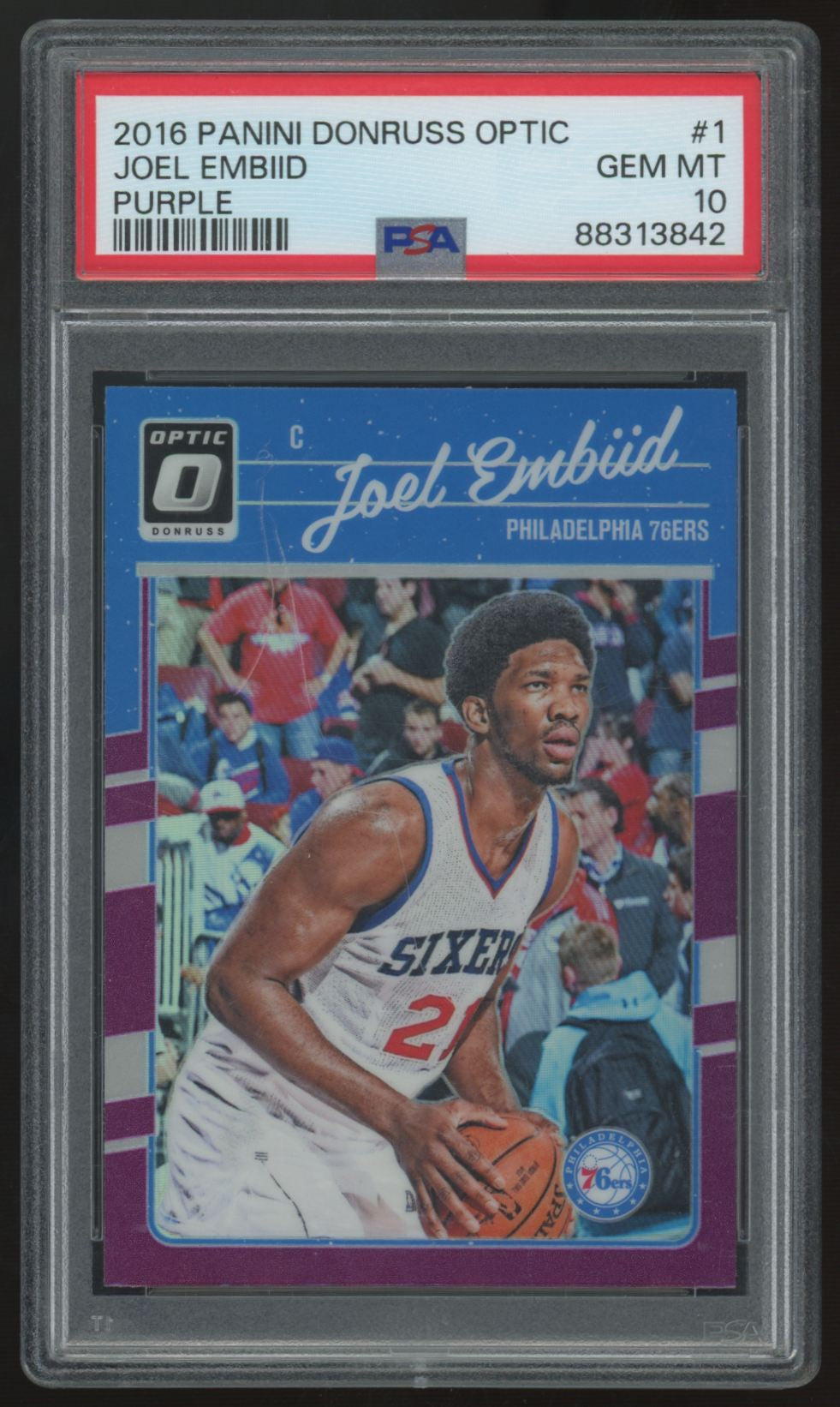 2016-17 Panini Donruss Optic Joel Embiid RC Purple #1 PSA 10