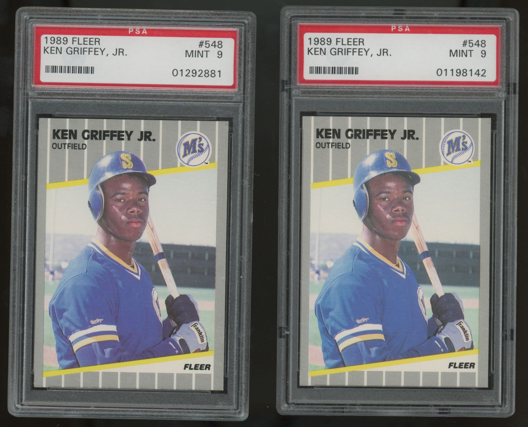 1989 Fleer Ken Griffey Jr. RC #548 PSA 9 Lot of 10 "A"