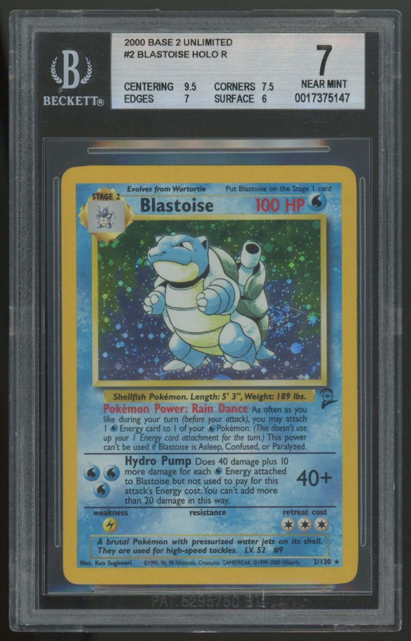 2000 Pokemon Blastoise Base Set II Unlimited Holo #2 BGS 7