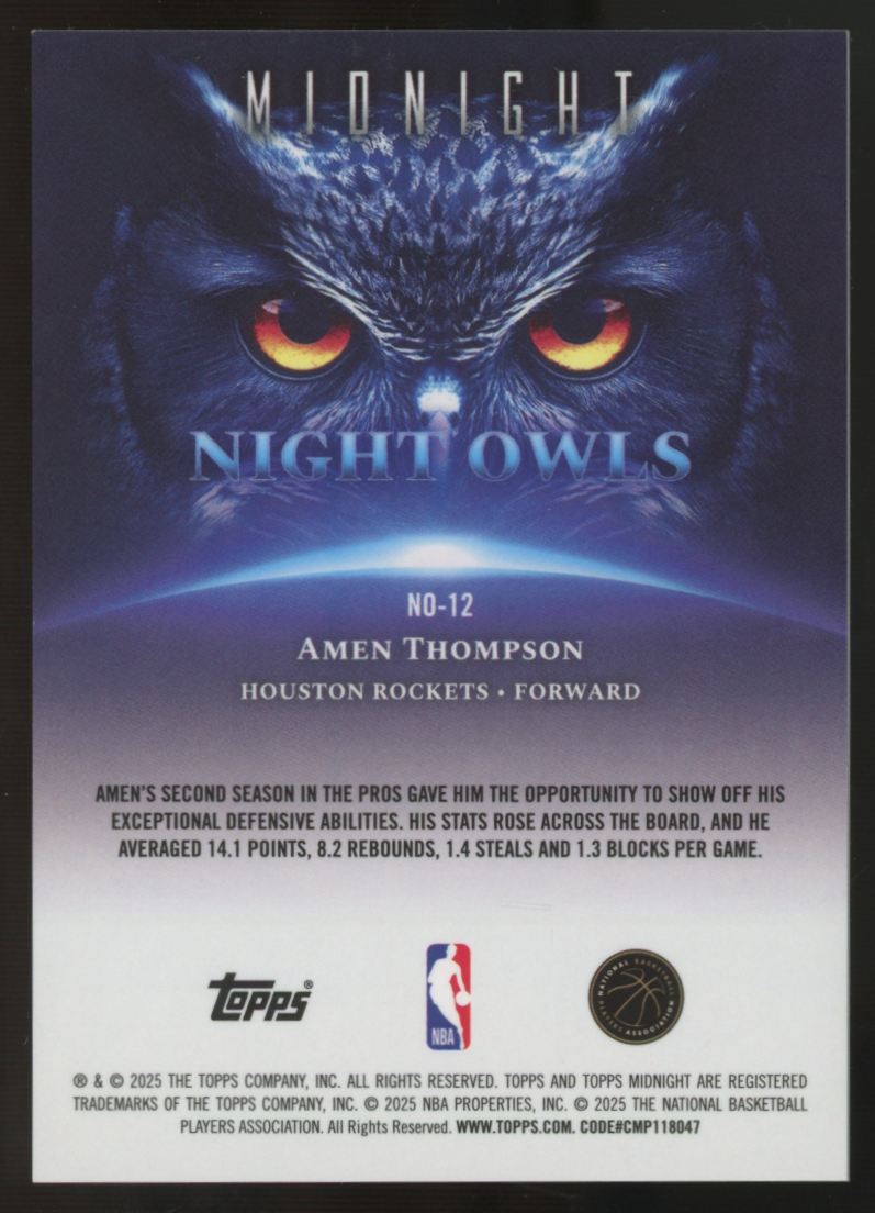 2025-26 Topps Midnight Amen Thompson Night Owls Summer Solstice /50 #12