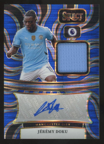 2024-25 Panini Select Premier Jeremy Doku Blue Pulsar Patch Auto #AM-JD
