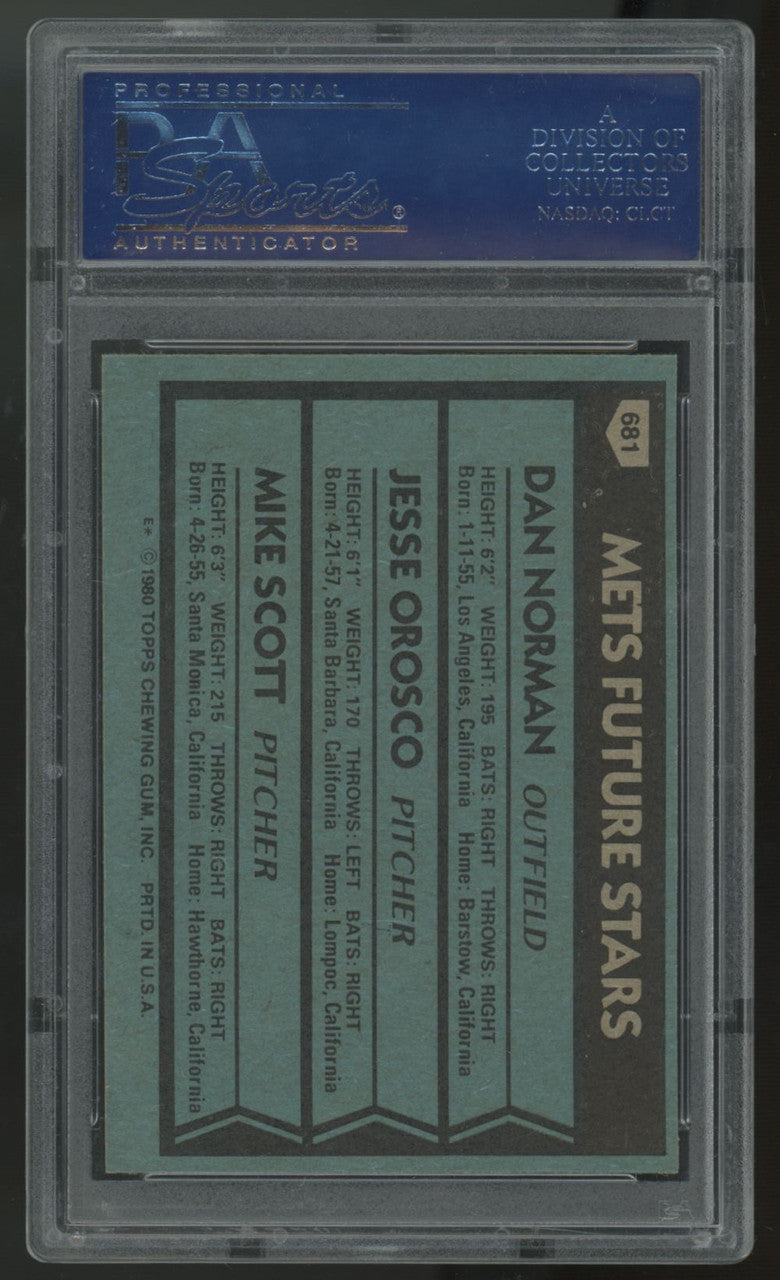 1980 Topps Norman/Orosco/Scott RC Future Stars #681 PSA 9