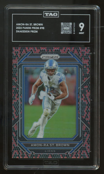 2022 Panini Prizm Amon-Ra St. Brown Snakeskin SSP #98 TAG 9