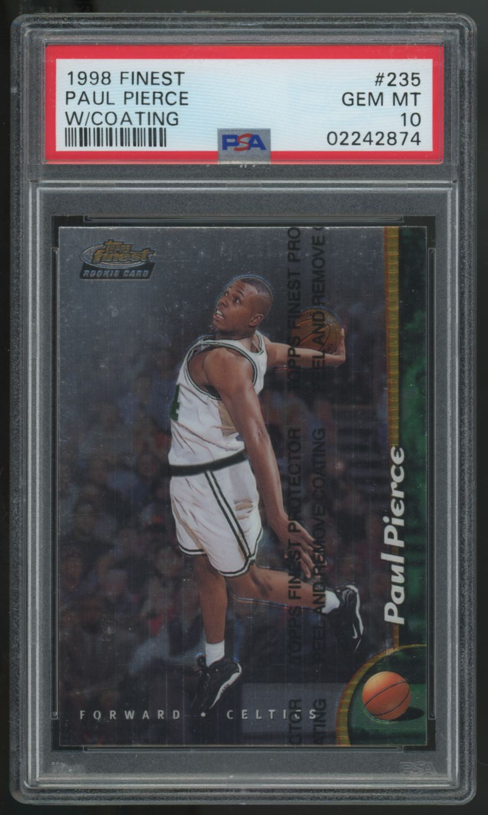 1998-99 Topps Finest Paul Pierce RC W/Coating #235 PSA 10