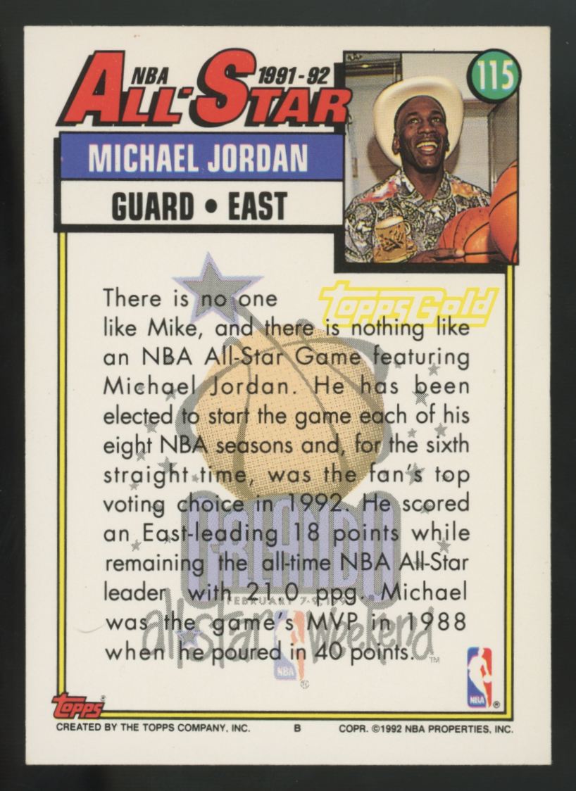 1992-93 Topps Michael Jordan All-Star #115