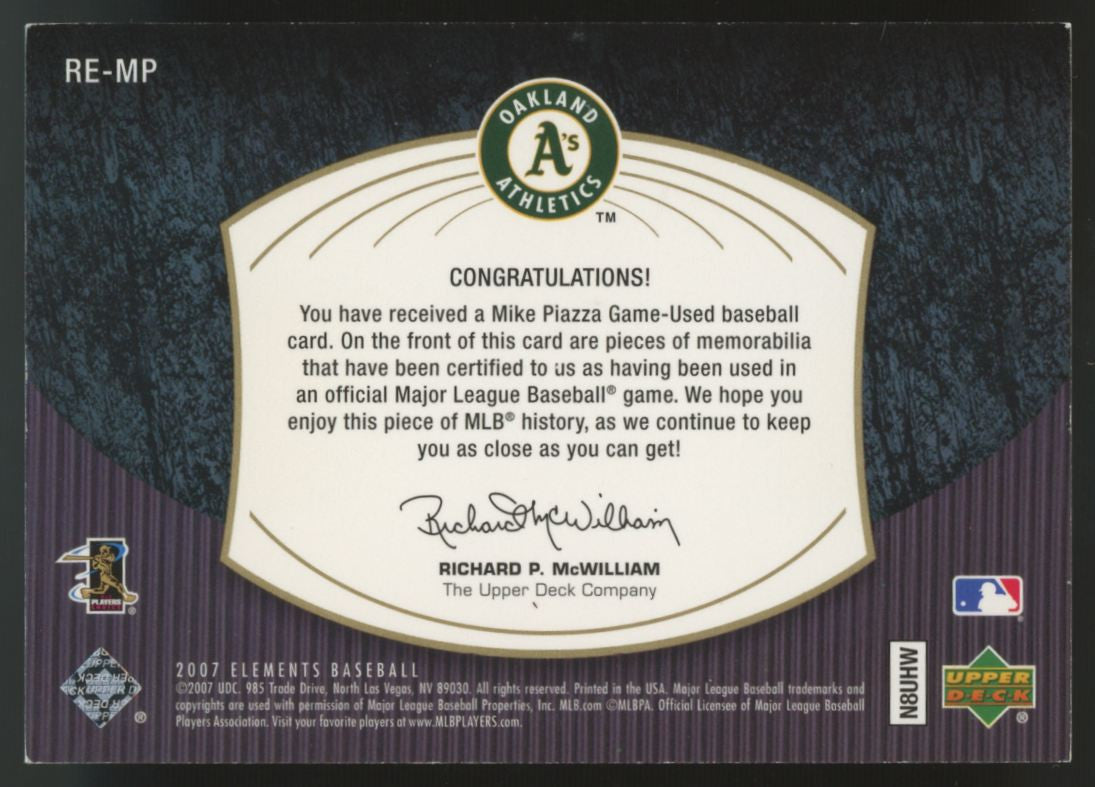 2007 Upper Deck Elements Mike Piazza Rare Elements Dual Patch /35 #RE-MP