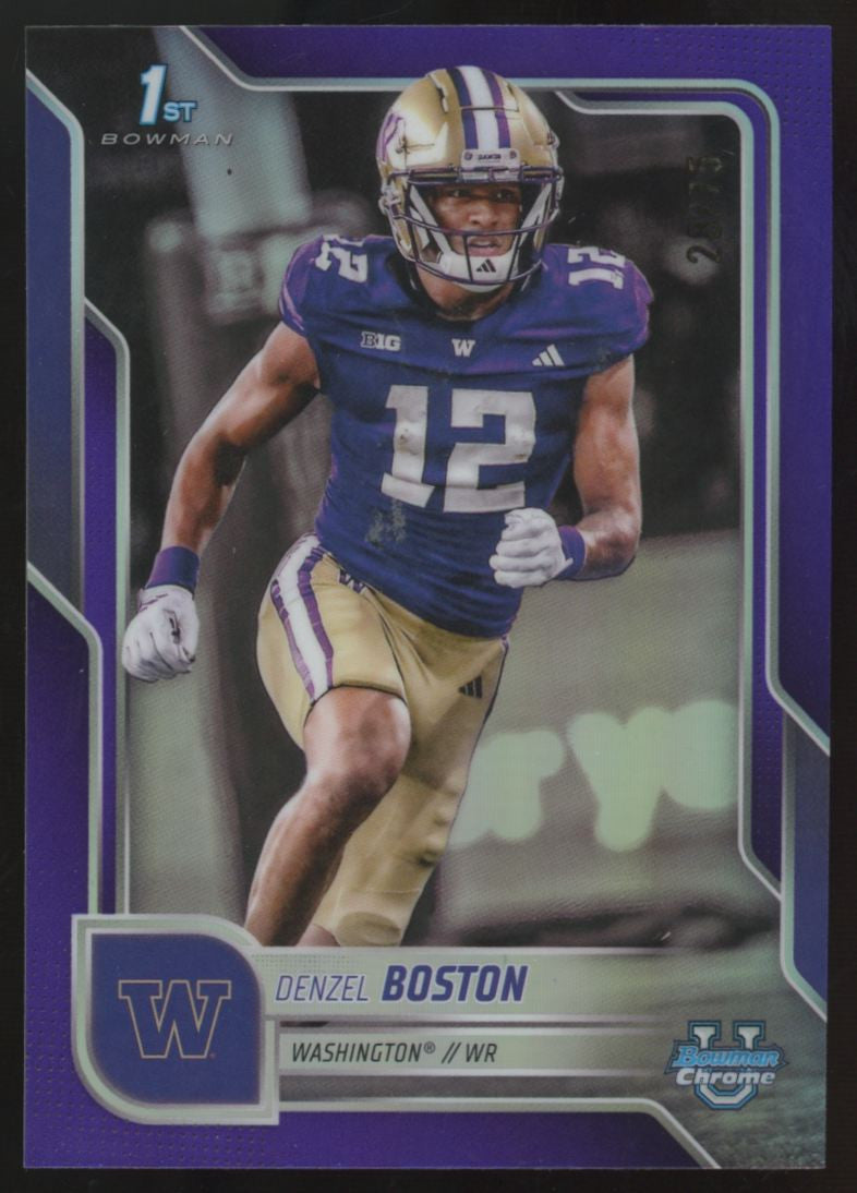 2025 Bowman Chrome University Denzel Boston 1st Purple Refractor /75 #34