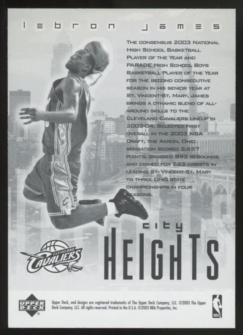 2003-04 Upper Deck Lebron James RC City Heights "B"