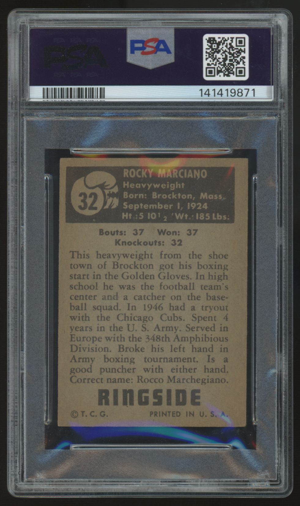 1951 Topps Ringside Rocky Marciano #32 PSA 3