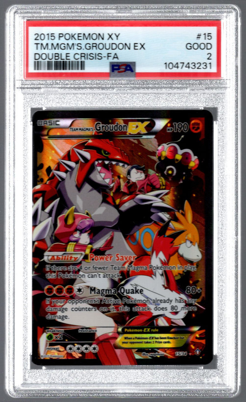 2015 Pokemon Team Magma's Groudon EX Double Crisis Full Art #15 PSA 2
