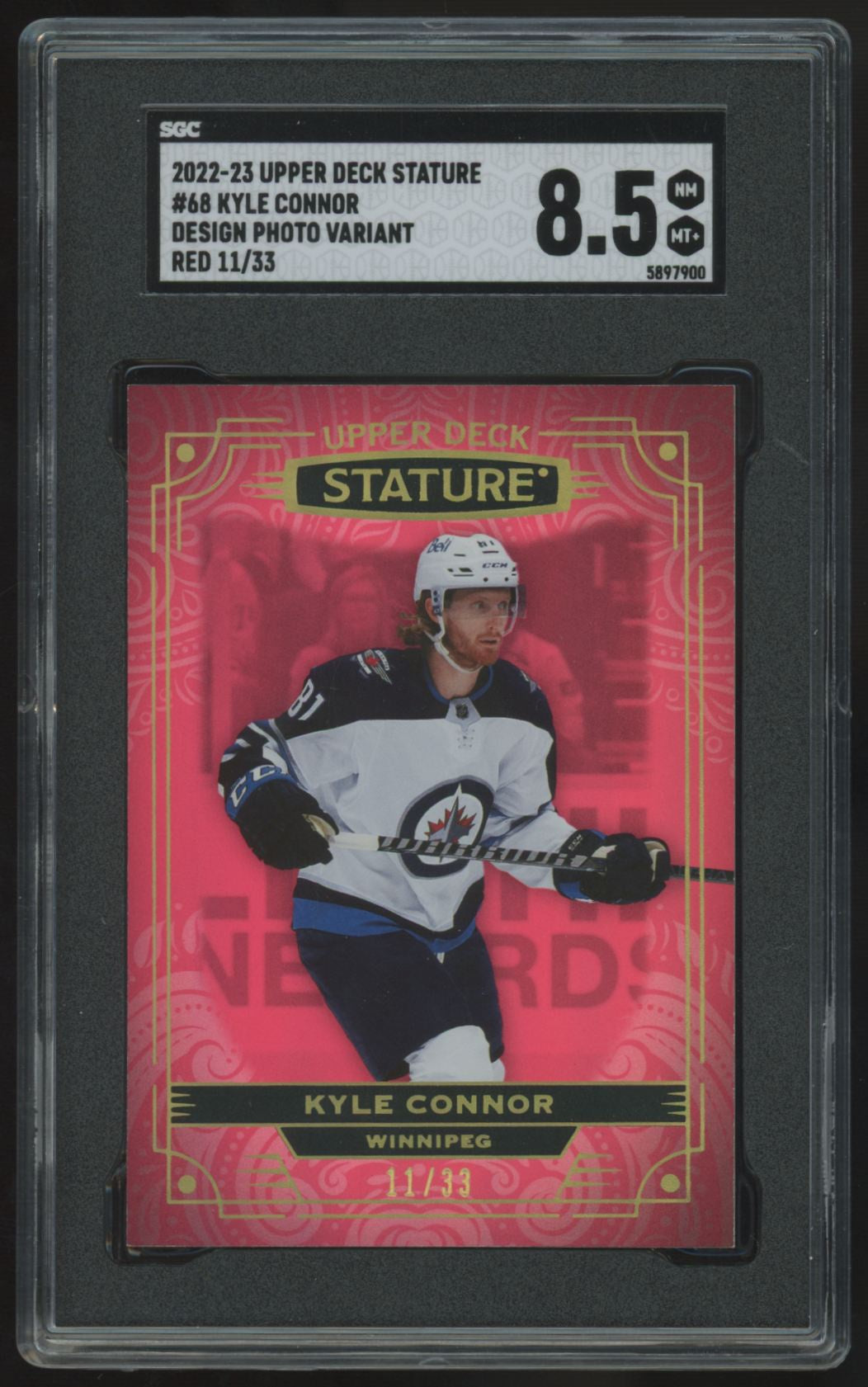 2022-23 Upper Deck Stature Kyle Connor Design Photo Variant Red /33 #68 SGC 8.5