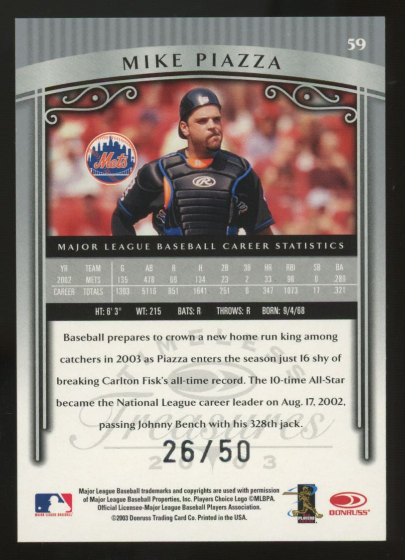 2003 Timeless Treasures Mike Piazza Silver /50 #59