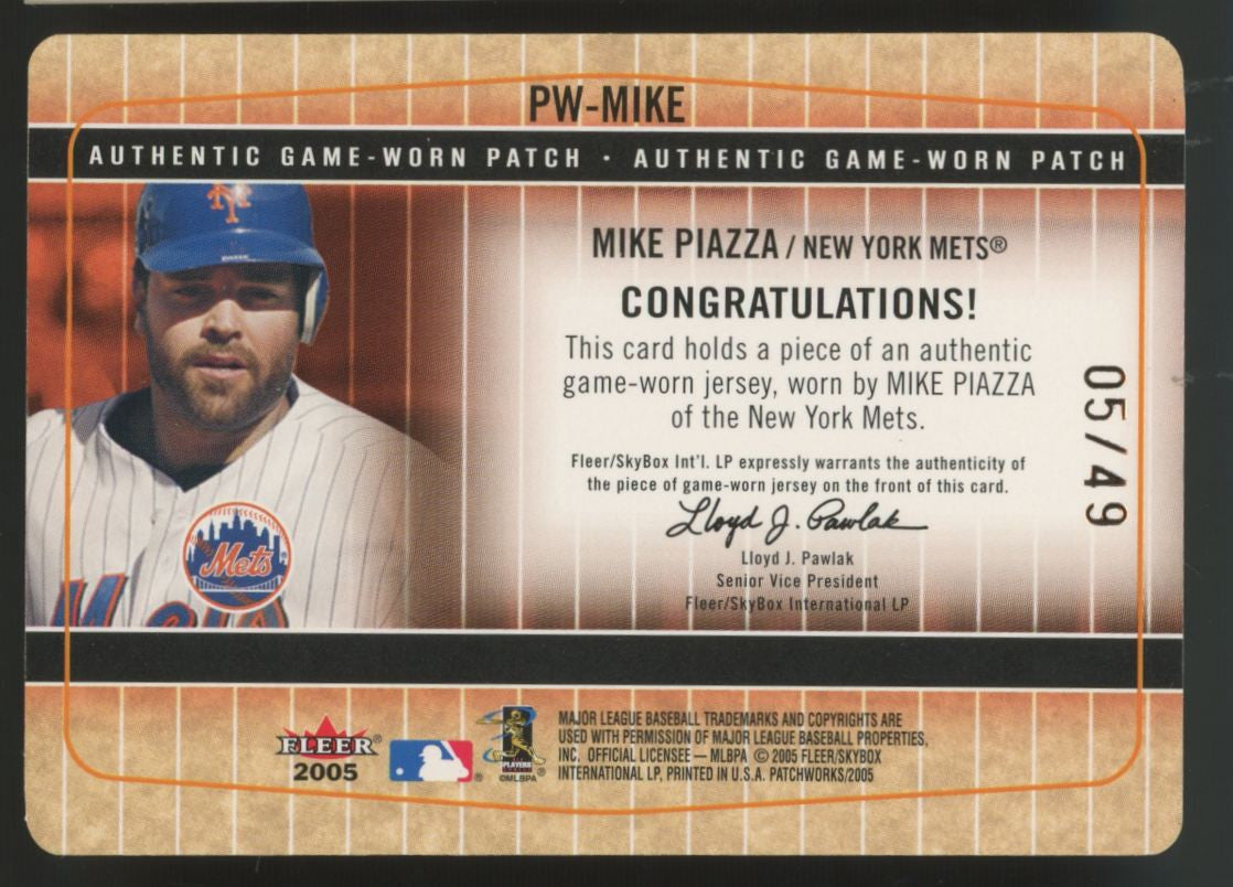 2005 Fleer Patchworks Mike Piazza Patch Die Cut /49 #PW-MIKE