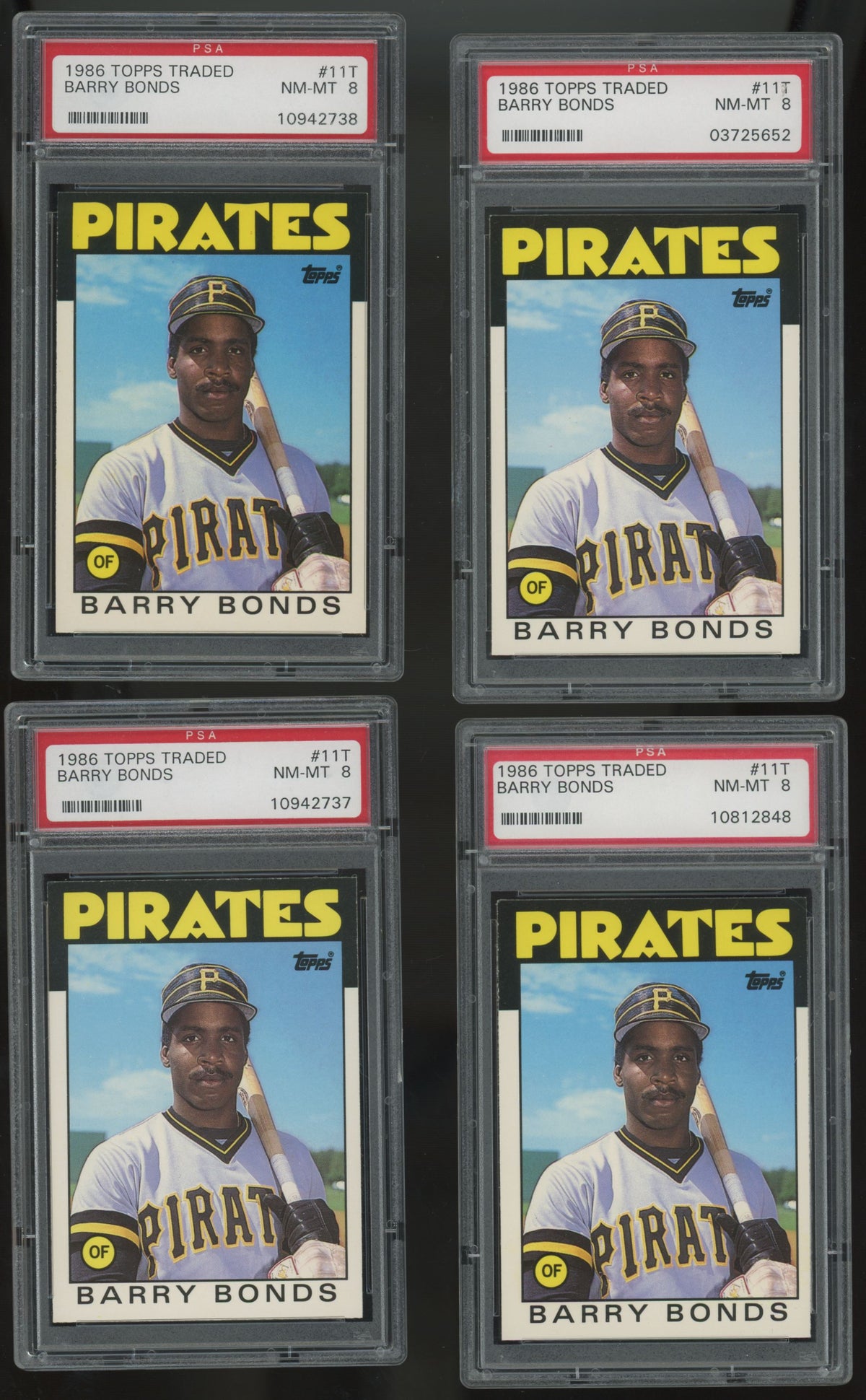 1986 Topps Traded Barry Bonds RC #11T PSA 8 (Lot Of 10)