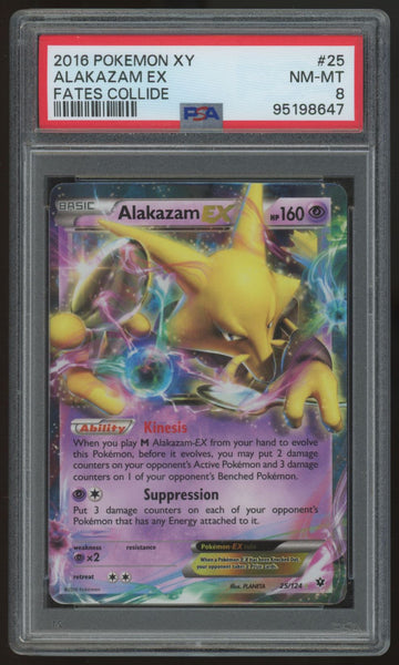 2016 Pokemon Alakazam EX Fates Collide #25 PSA 8