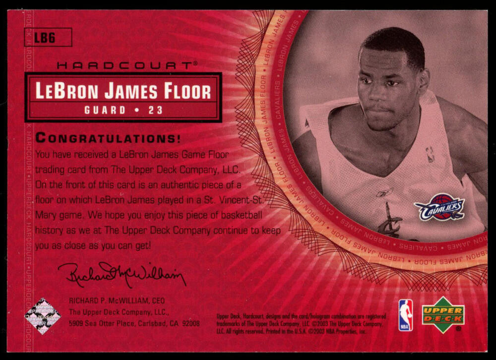 2003-04 Upper Deck Hardcourt LeBron James Floor Relic #LB6