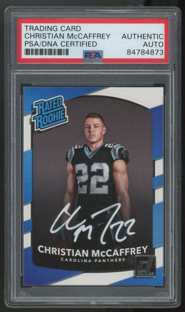 2017 Donruss Christian McCaffrey RC Rated Rookie Signed Auto #318 PSA Authentic