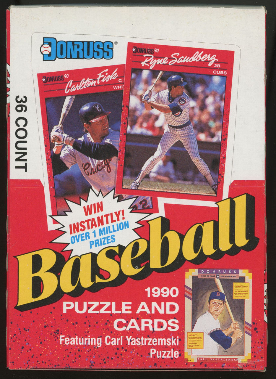 1990 Donruss Baseball Wax Box 36 Sealed Packs