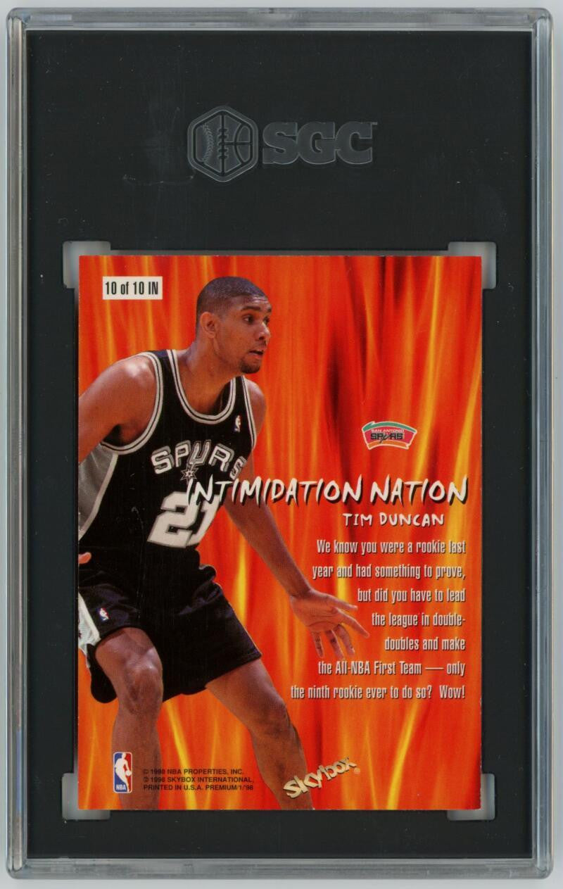 1998-99 Skybox Premium Tim Duncan Intimidation Nation #10IN SGC 9 MT