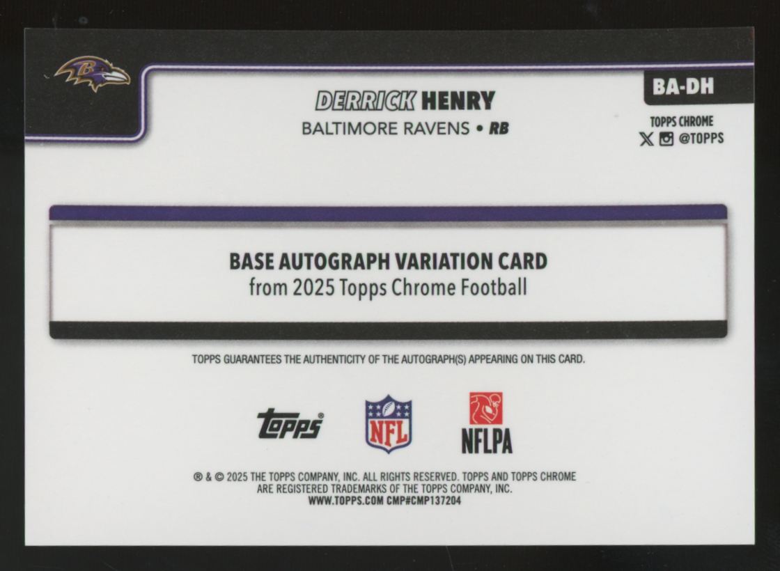 2025 Topps Chrome Derrick Henry Green Auto Variation /99 #BA-DH