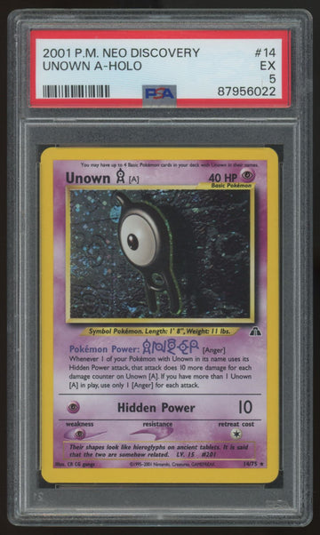 2001 Pokemon Unown A New Discovery Holo #14 PSA 5