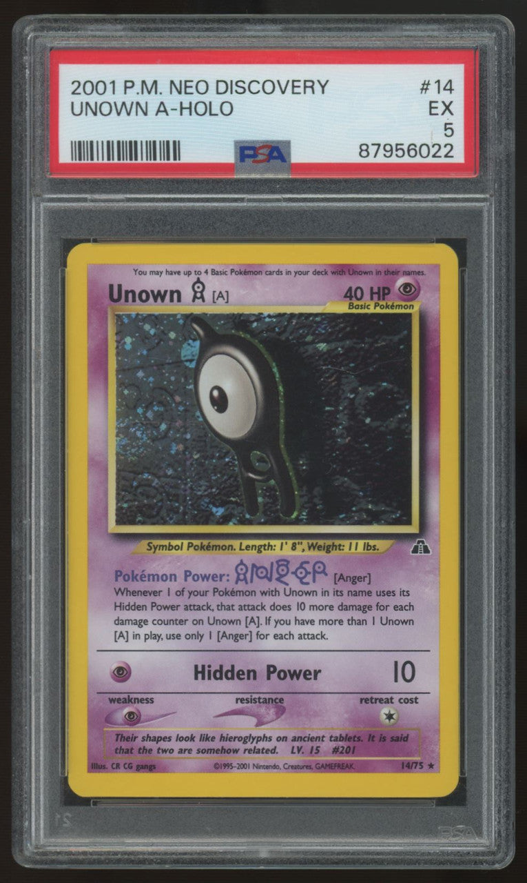 2001 Pokemon Unown A New Discovery Holo #14 PSA 5