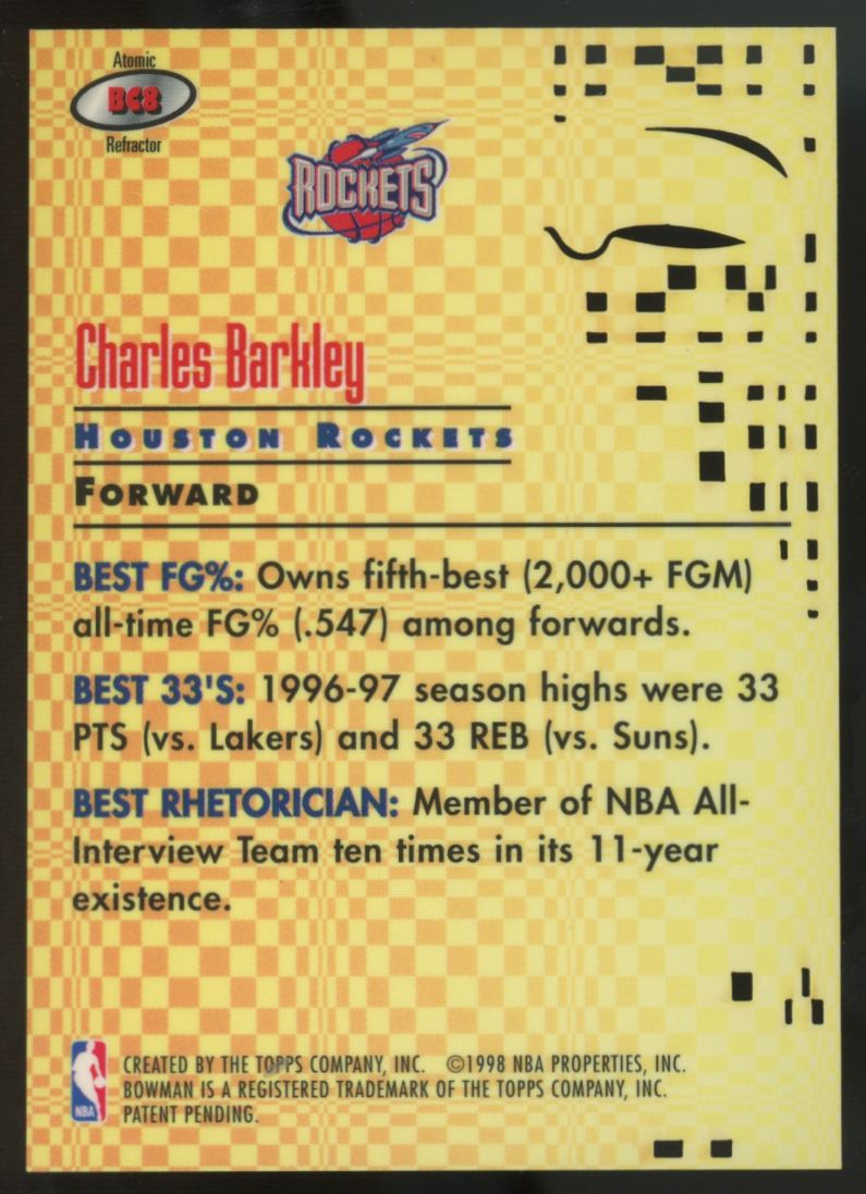 1997-98 Bowman's Best Charles Barkley Best Cuts Atomic Refractor #BC8