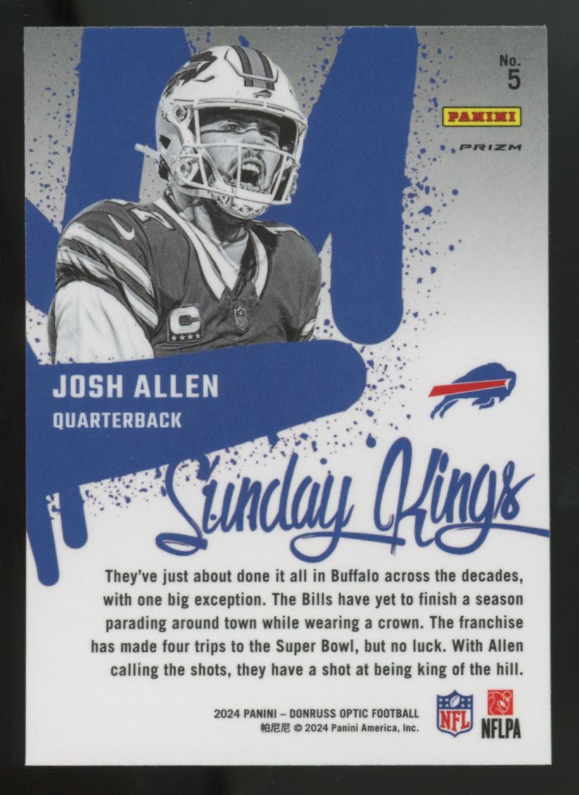 2024 Panini Donruss Optic Josh Allen Sunday Kings Prizm SSP #5