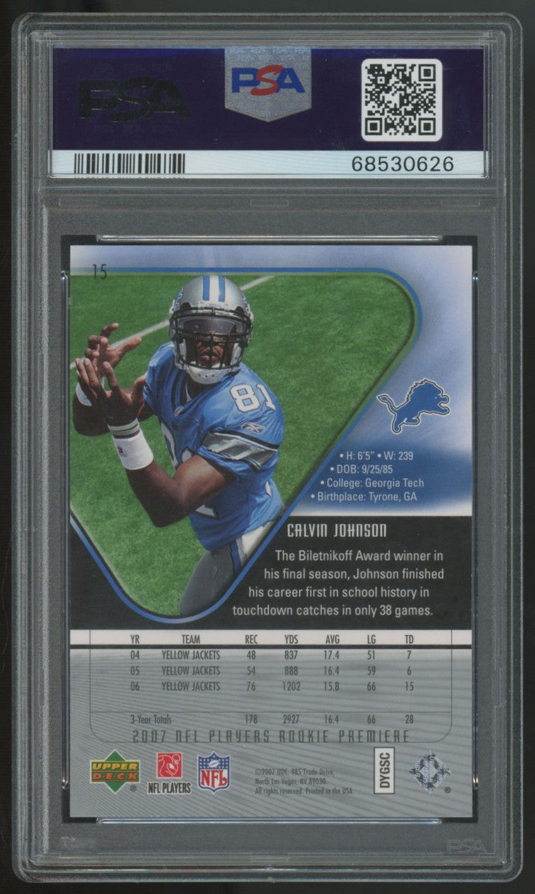 2007 Upper Deck Rookie Premiere Calvin Johnson RC #15 PSA 10