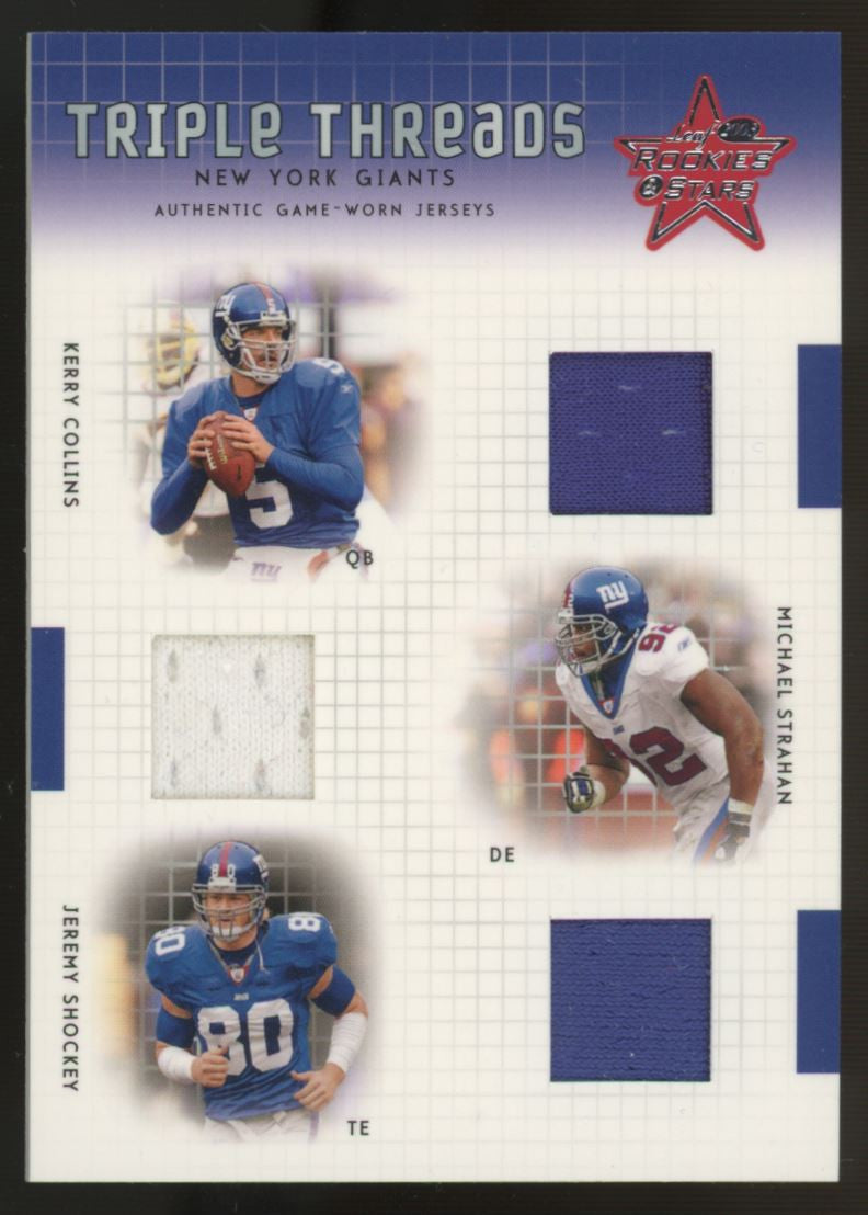 2003 Rookies & Stars Collins Strahan Shockey Triple Threads Jersey /100 #TT-14