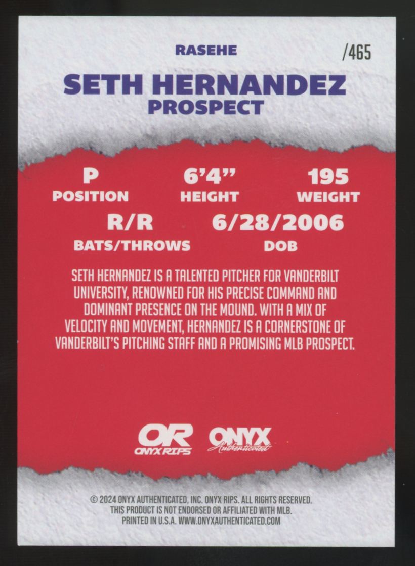 2024 Onyx Rips Seth Hernandez Red Ice Auto /465 #RASEHE