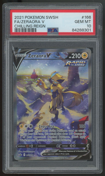 2021 Pokemon Zeraora V Chilling Reign Full Art #166 PSA 10 (B)