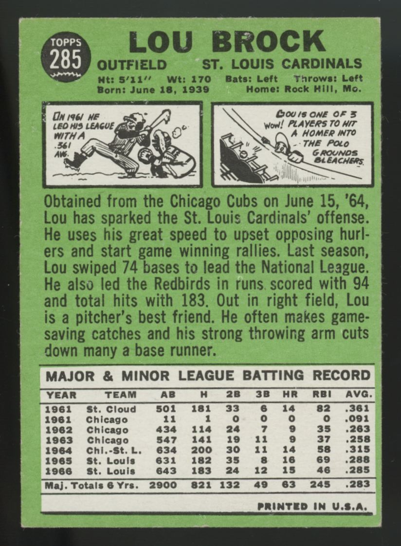 1967 Topps Lou Brock #285 EX+