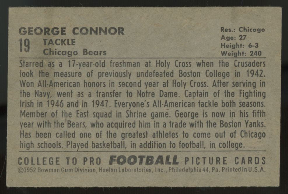 1952 Bowman Small George Connor #19 EX