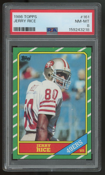 1986 Topps Jerry Rice RC #161 PSA 8 "A"