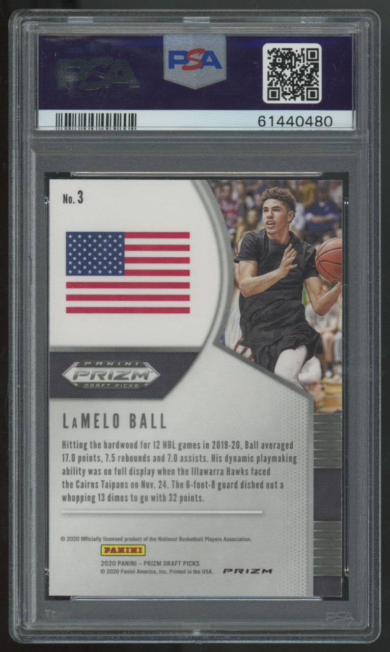 2020-21 Panini Prizm Draft LaMelo Ball RC Red Ice #3 PSA 10