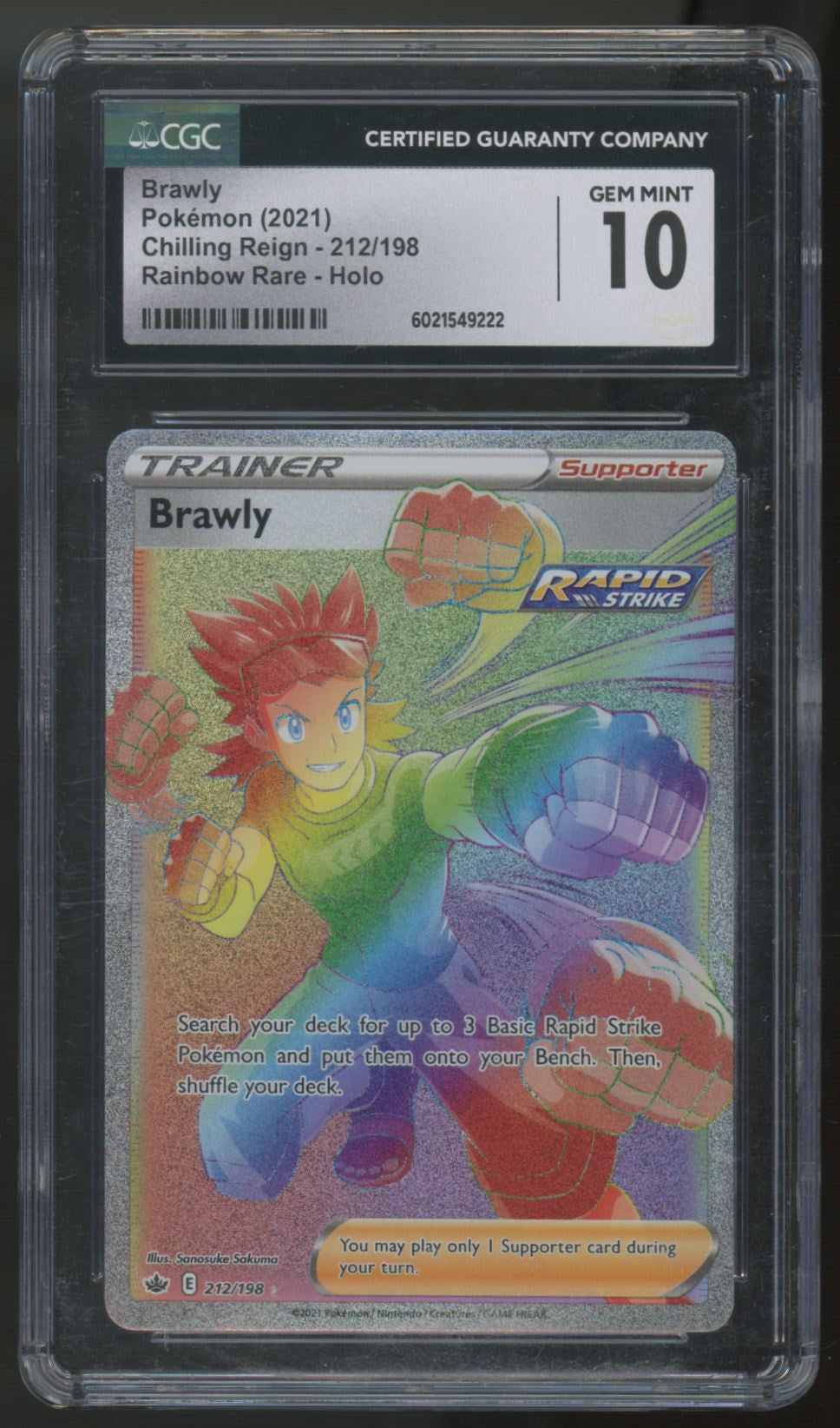 2021 Pokemon Brawly Chilling Reign Rainbow Rare #212 CGC 10