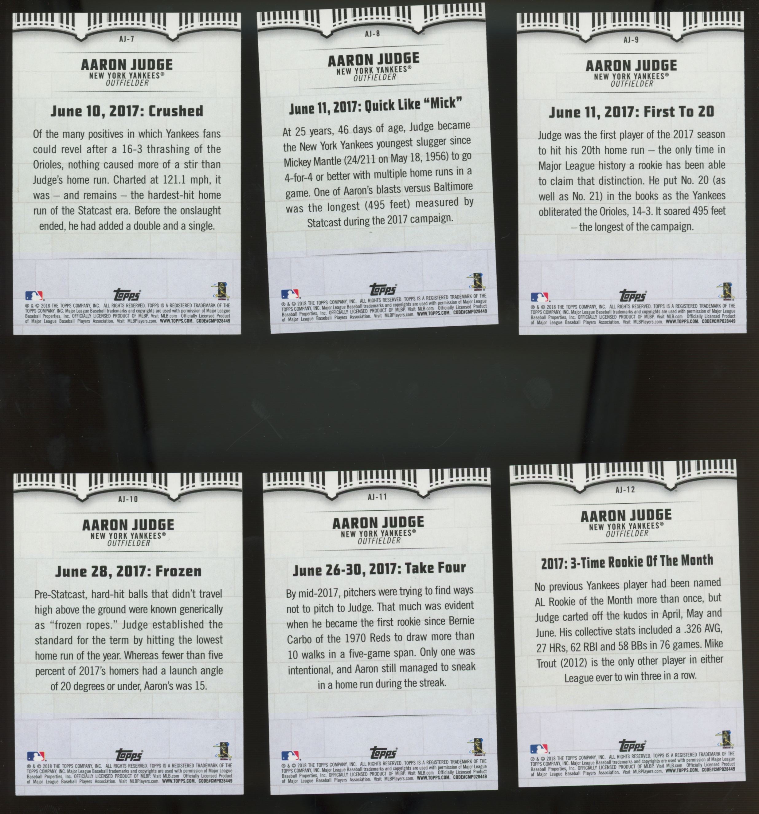 2019 Topps Aaron Judge Highlights Target Complete Set (30/30)