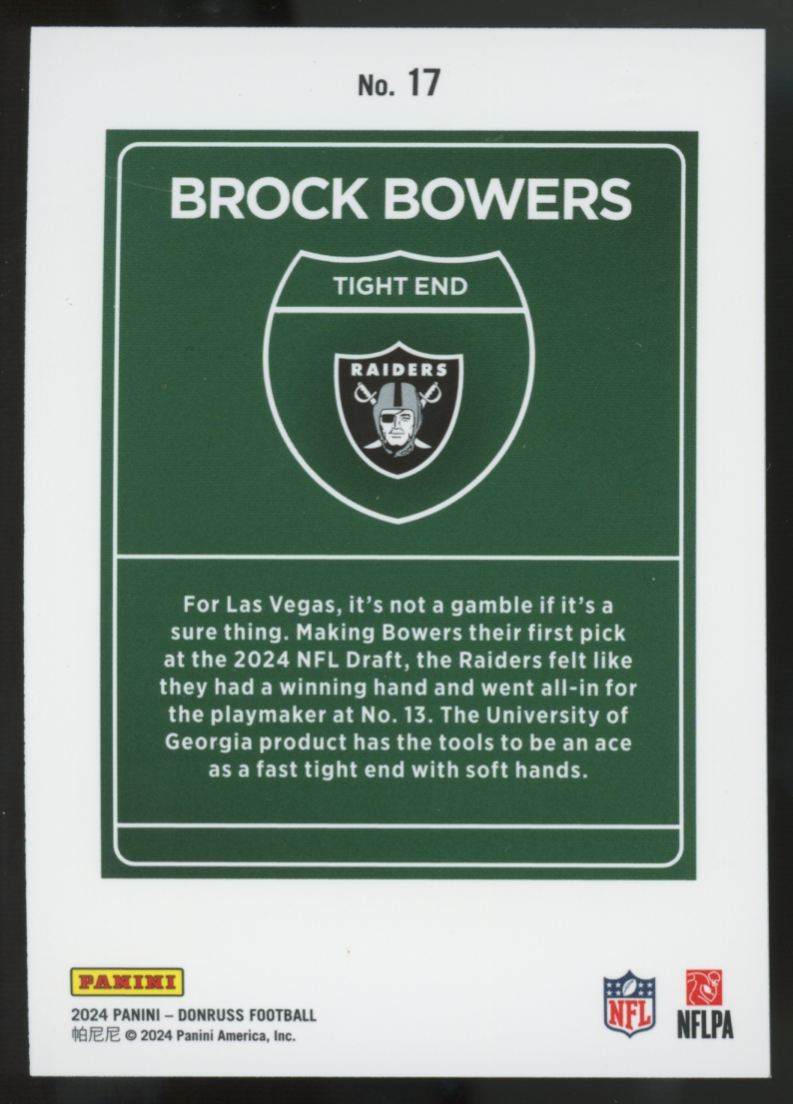 2024 Panini Donruss Brock Bowers RC Dowtown SSP #17