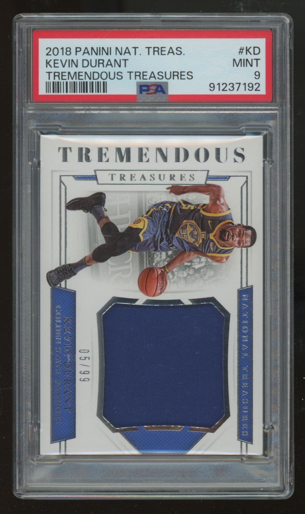 2018-19 National Treasures Kevin Durant Tremendous Treasures Patch /99 PSA 9