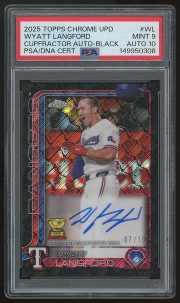 2025 Topps Chrome Update Wyatt Langford Black Cupfractor Auto /10 PSA 9 10